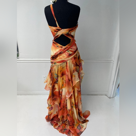 NWOT Dave & Johnny One Shoulder Hi-Lo Gown Size 11/12 Multi color print - Picture 8 of 9